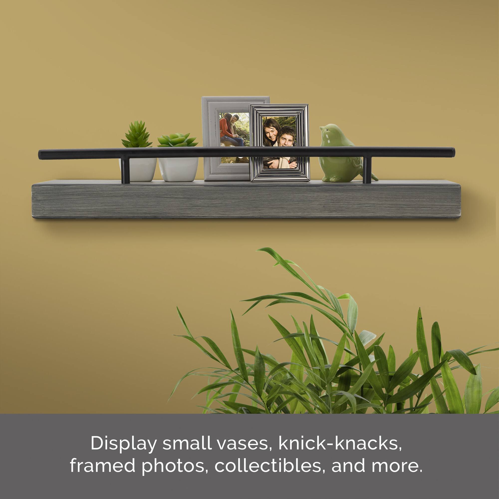 Melannco MDF & Metal Railing 24" Shelf